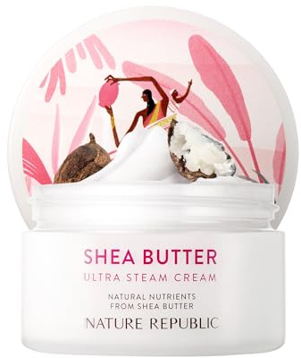 Nature Republic Shea Butter Steam Cream (Ultra) | Daily Face Moisturizer, Rich & Intensive Hydration, Skin Barrier Care, Nourishing Cream, Korean Skin Care, 3.38 fl oz