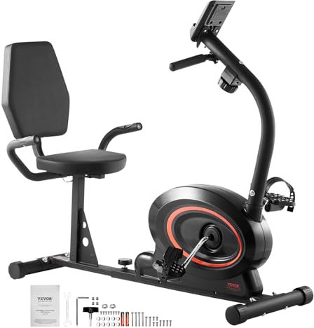 VEVOR Liegeergometer Liege-Heimtrainer Liegerad für Erwachsene & Senioren, mit einstellbarem Magnetwiderstand für zu Hause, Trainingsrad mit bequemem Sitzkissen & LCD-Monitor & schwerem Schwungrad