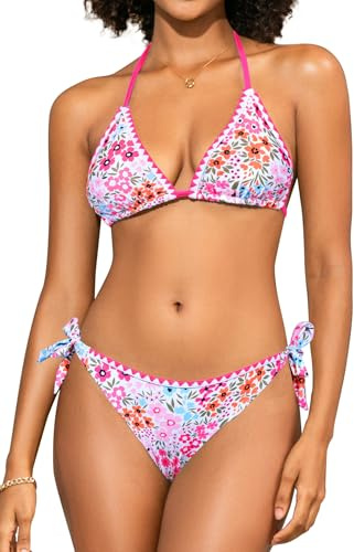 SHEKINI Halter Maillot de Bain Femme 2 Pieces Triangle Réglable Bikini Set Sexy Bikini Deux Pièces Été Beachwear