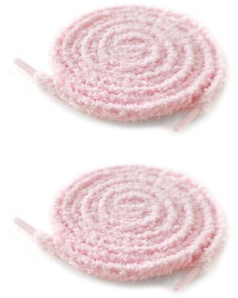 UamGlsob Lacci Piatti in Peluche Morbido per Sneaker, Stringhe Spesse 8 mm per Scarpe da Ginnastica Alte e Casual, Fluffy Laces (Pink, 39/100cm)