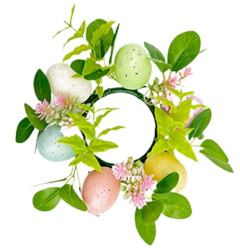 Corona Di Anelli Di Candele Di Pasqua, Anelli Di Candele Artificiali | Corona Di Anelli Di Candela Pilastro Con Uova Di Pasqua - Decorazione Floreale Di Pasqua Per Ufficio, Candele, Ornamenti Da