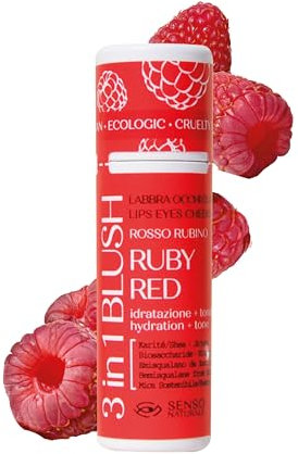 Senso Naturale Blush Viso Solido Nutriente per Contouring, Blush Illuminante Stick con Burro di Karité e Olio di Ricino 100% Naturale e Vegano