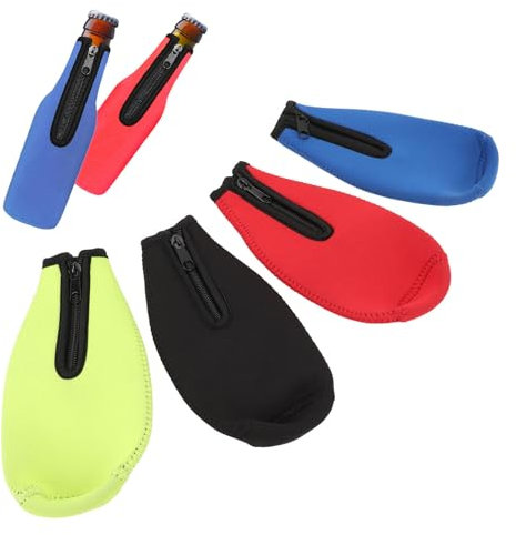 4Pcs Beer Bottle Insulator Sleeves, Neoprene Portable Insulation Zip Up Bottle Jacket, Beer Bottle Cooler Sleeve, Wine Bottle Cooler Sleeve for Home Party Outside