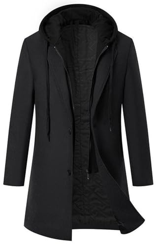 Manteau Homme Hiver Chaud Long Jaketa Veste Laine De Costume Polaire Longue Cachemire Manteaux Grande Taille Duffle Coat Trench Parka Chaude Chic Classe pour Grand Froid Winter Men Caban Noir Court