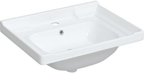 Vasque à Encastrer, Lavabo Encastré Céramique Évier Encastrable Salle de Bain blanc 61x48x23cm rectangulaire céramique