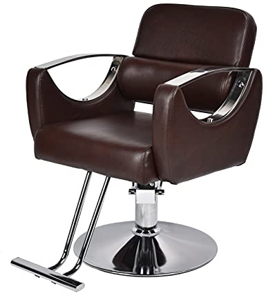 Ejoyous Chaise de Barbier Rétro en Cuir PU, Chaise de Coiffure, Hauteur Réglable, Pompe Hydraulique Pivotante à 360 Degrés, capacité de 300 Kg, pour Salon de é, Salon de Coiffure