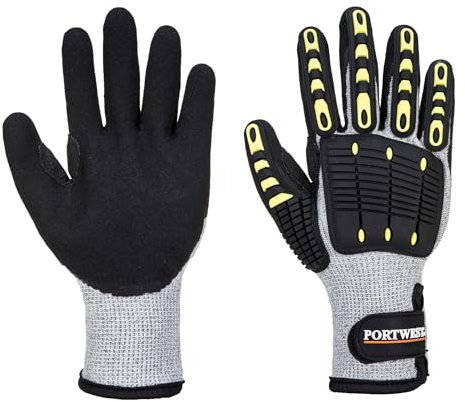 Portwest Gant thermique anti impact résistant à la coupure, Couleur: Gris/Noir, Taille: L, A729G8RL