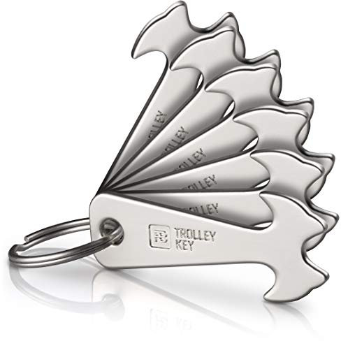 FABACH 6 Trolley Key Einkaufswagenlöser - Ersetzt Einkaufswagenchip, Einkaufschip - Schlüsselanhänger aus Metall für Key Organizer und Schlüsselbund - Kein Steckenbleiben im Einkaufswagen