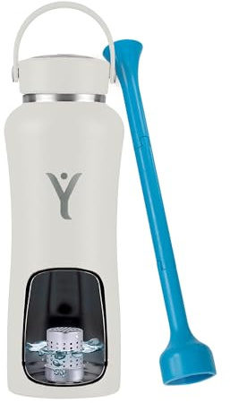 DYLN Hydrogen Water Bottle | Create Hydrating Alkaline Hydrogen-Rich Water Up to 9 pH | Vacuum Insulated Stainless Steel Water Bottle | Keeps Water Cold for 24 Hours | 32 oz, Pearl