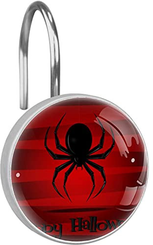 Set di 12 ganci per tenda da doccia con motivo a ragno Happy Halloween