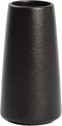 Vase en céramique – Style Minimaliste pour Table Moderne, décoration d'intérieur, Convient pour cheminée, Chambre à Coucher, Cuisine, Salon, Centre de Table, Bureau (Noir uni, Petite)