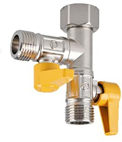 2 Way Gas Ball Valve, 2-Way with Individual On/Off, 1/2 Tap T Splitter Brass Gas Ball Valve for Home Kitchen