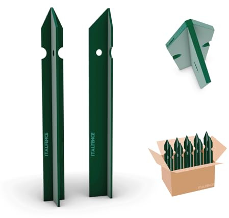 Palo a T in ferro plastificato verde, 10 pezzi [H125cm, 30x30x3mm]