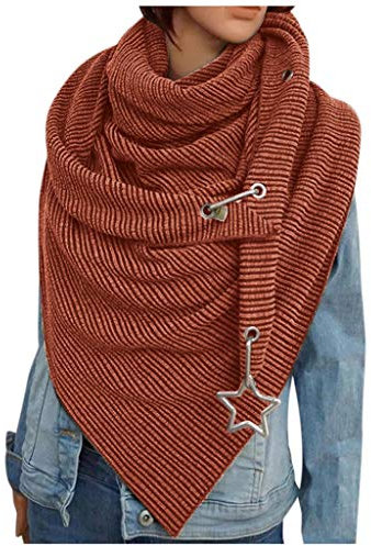GBEN Damen XXL Strick Dreieck Schal großen Schals Halstuch Frauen Winterschal Herbstschal Poncho Lauschig Strickschal Einfarbig Wrap Schal Lange Stola Damenschal (Orange, One Size)