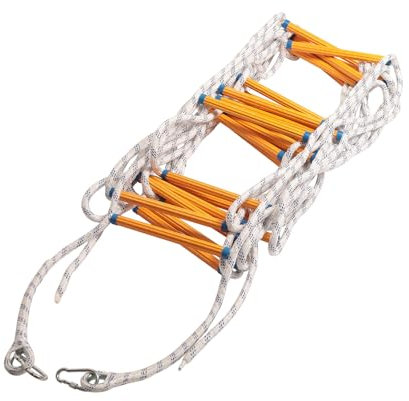 Escalera de Cuerda de Escape de Incendios,Escalera de Escape de Rescate de Escalada, Escalera de Seguridad contra Incendios con Mosquetón,Cuerda de Seguridad de Emergencia(20M)