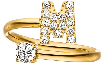 Purelei Buchstaben Ring M – Damenring aus langlebigem Edelstahl – Wasserfeste Ringe – Verstellbare Ringe von Größe 50 bis 60 – Modeschmuck für deinen individuellen Look