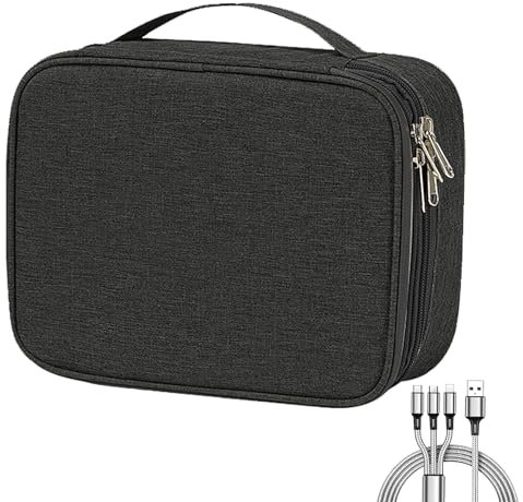 OdiuK Kabeltasche, Elektronische Tasche Mit Datenkabel 3 Layer Kabel Organizer Tasche, Reise Wasserdicht Kabelorganizer Elektronik Zubehör Tasche für Ladegerät Handy Festplatten Powerbank(Schwarz)