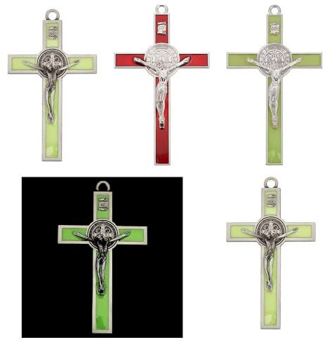 nbeads 3 Stück Wandkreuz Cruciifx, Zink-Legierung Emaille Große Anhänger Kruzifix Kreuz Charme für Haus Hotel Büro Wanddekoration Festival Dekoration Geschenk, Loch: 5.5mm