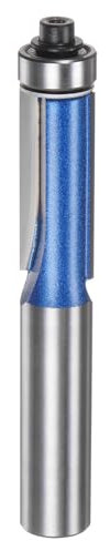 sourcing map Flush Trim Router Bit 12mm Shank 1/2 Dia 1.2 Cutting Depth Top Bearing Flush Straight Cut Trimming Router Bits Carbide for Particle Board Plywood MDF Woodwork, Silver Blue