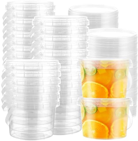 LDXDRU Recipientes de Plástico Con Tapa 500 ml/17 oz, Contenedores Deli Reutilizables Para Alimentos, Sopas, Frutas a Prueba