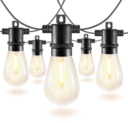 BRIMAX LED luci fiabesche da esterno, 15 metri con 15 lampadine S14, corrente AC220-240V, 2700K bianco caldo, IP65 impermeabile, 1W per lampadina, illuminazione esterna per giardino, festa, campeggio