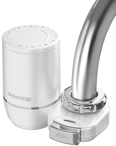 Waterdrop Water Filter Tap, Filter Life Reminder, 1200L Water Filter for Tap, Faucet Mount Water Filtration System, NSF Certified Reduces Chlorine, 1 Filter