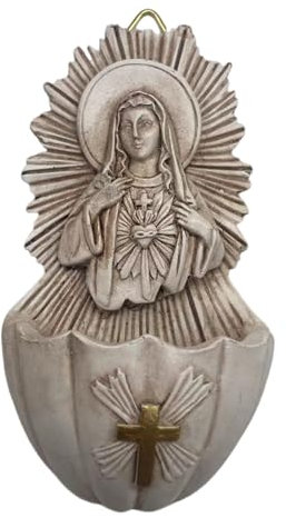 ZYKEJJDDAK Holy Water Font Key Storage Box Resins Sacred Figurine Wall Hanging Key Organizers For Religious Space Or Art Collectors