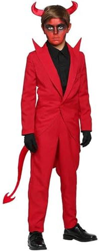 Red Devil Costume for Boys Girls Star vs The Forces of Evil Halloween Fancy Dress Costume with Devil Horns Pitchfork Children's Devil Christmas Carnival Party Succubus Demon Cosplay Clothes Set