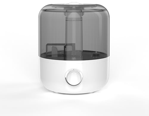 Humidificateurs3L à Remplissage par le Haut pour Chambre, Humidificateur à Brume avec Double Buses 360°, Filtre de Purification de l'Eau, Niveaux de Brume Réglables