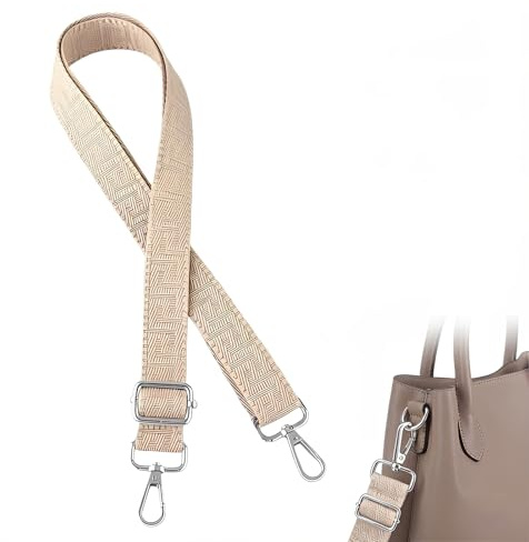 ITCGOB Correa para Bolso Bandolera Ajustable de 2.5cm de Ancho, Correa de Hombro con Mosquetones Plateados, Recambio Universal para Bolso de Mano, Crossbody y Maletines, Longitud Regulable