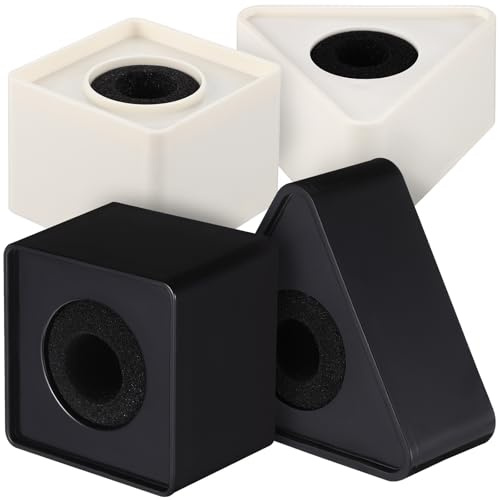 Veemoon 1set Abs Microphone Logo Flag Station Triangular Square Design in Black White Portable Interview Mic Branding for Broadcasting Video Studios Outdoor Use