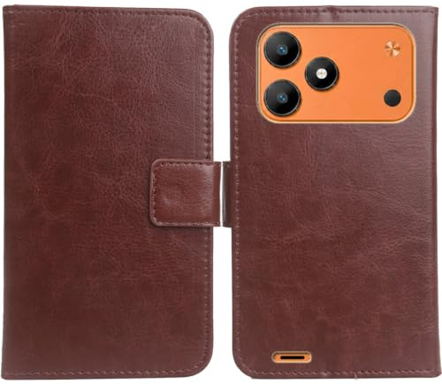 Anybird brun premium PU läder väska skydd skal mobiltelefon skal plånbok cover etui läderväska för Invens TK02 5 tum