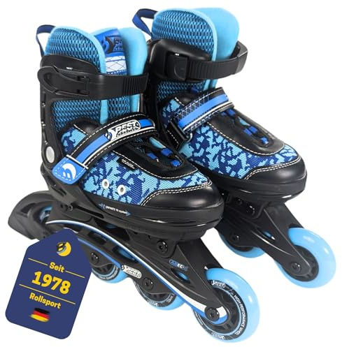 Best Sporting Inline Skates barn I rullskor storlek justerbar 29–34 I robust inlines för ungdomar med broms I blå – svart I rullskridskor barn I Inlines med 4 hjul