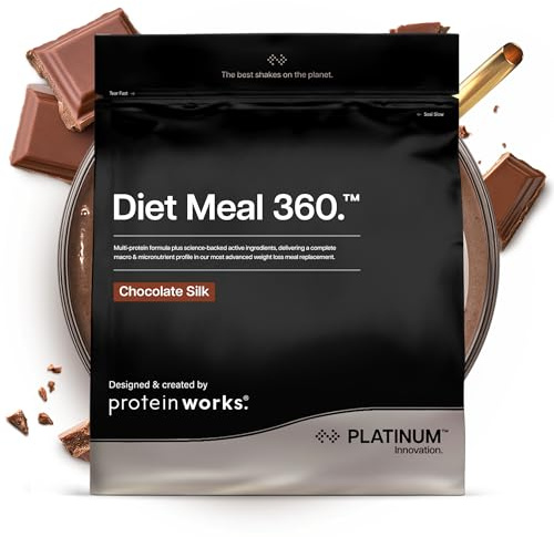 Protein Works | Diet Meal 360 – PLATINUM Innovation, Shake Sostitutivo Pasti Dietetico, Perdita Peso, 26 Vitamine & Minerali, Semi Di Lino, Inulina, Omega‑3, Cioccolato Morbido, 33 Pasti, 2kg