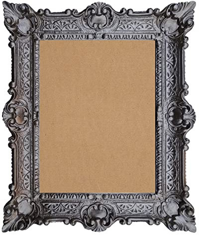Lnxp BILDERRAHMEN BAROCKRAHMEN mit GLAS 56x46cm RECHTECKIG REPRO Bilder für 30x40cm oder 40x30 cm BAROCK ANTIK (Altsilber) 50TR