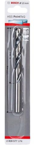 Bosch Professional PointTeQ HSS Twist Drill Bit (for Metal, 10 x 87 x 133 mm, Accessories for Drill Driver)