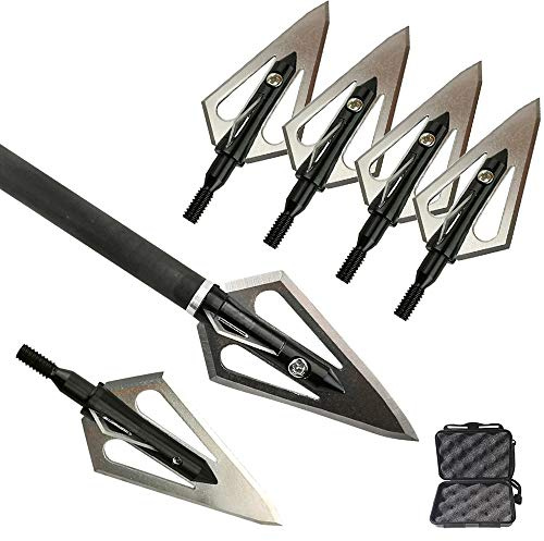 Punta de Flecha de Acero Inoxidable Puntas de Caza con Filete y Cuchilla Fija para Flechas de Caza (Paquete de 6)