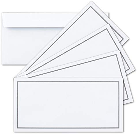 50x Trauer-Brief-Umschläge DIN Lang mit grauem Rahmen 110x220 mm Haftklebung ohne Fenster Trauer-Rand in Grau TrauerPapiere by Gustav NEUSER®