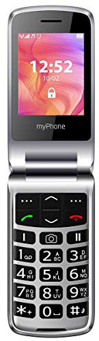 MP myPhone Rumba 2 Noir 2,4 Téléphone Portable à clapet, Grandes Touches, Caméra, Bouton d'appel d'urgence, Station de Charge, Écran Frontal, MP3, Lampe de Poche, Bluetooth, Batterie 800 mAh