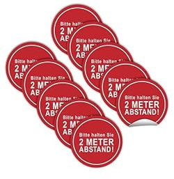 10 Stück Bitte halten Sie 2m Abstand Premium Aufkleber Ø 21cm Sticker Diskretion Gebotszeichen mit UV Schutz Warnzeichen für Außen-und Innenbereich von STROBO