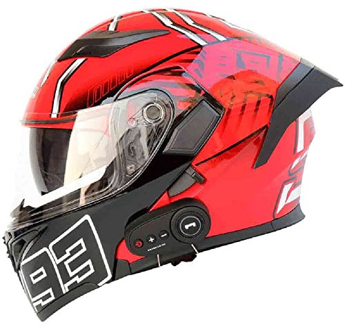 Letetexi Bluetooth Integrated Modular Flip up Front Motorcycle Helmet Motorbike Crash Modular Helmet With Anti-Fog Dual Visors DOT/ECE Approved Noise Reducation for Men Women 54~63CM