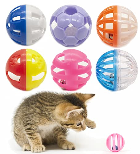 Fashion's Talk Lot de 12 balles en Plastique pour Chat avec grelot, boîte Cadeau, 3,8 cm, 6 Styles