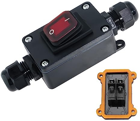 Wasserdichter Inline Schalter Kabelschalter AC220V 30A Maschinenschalter Switch Pushbutton Drucktaste Inline-Schalter Maschine Drucktastenschalter Maschinen Schalter Auf beiden Seiten Ein und Ausgang