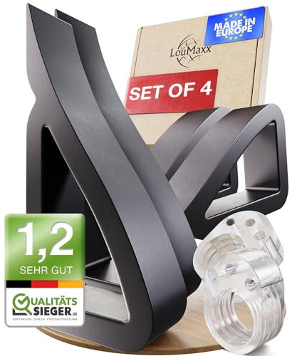 LouMaxx Fensterstopper - Fenster Stopper - Fensterkeil - Türstopper Kunststoff – der Allrounder im Bereich Tür und Fenster offen Halter - 4er Pack in Schwarz inkl. Türklinkenpuffer