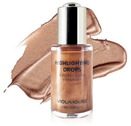 VIOLA HOUSE Iluminador Líquido en Gotas, Iluminador de Purpurina que se mezcla con la Base de Maquillaje y el Maquillaje, Rostro, Sombras de Ojos, Brillo Corporal y Purpurina. 30ml (3 moonlight)