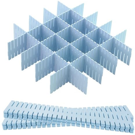 Hantoc 12 Pezzi Divisori per Cassetti Regolabili, Divisori per Cassetti in Plastica Organizzatore per Cassetti Separatori per Cassetti per Ufficio, Bagno, Cucina o Camera da Letto 32.4 x 7cm Blu