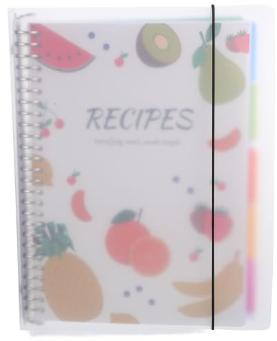 Operitacx Quaderno a spirale con copertina in plastica resistente pianificatore di ricette per la casa con sezioni prestampate e pagine resistenti agli strappi, per cucina fai da te