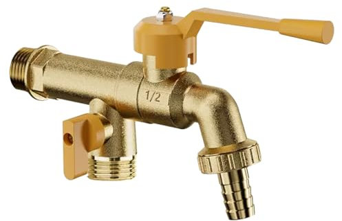 SXWYLZ Robinet Exterieur Double Laiton Applique Mural Robinet de Jardin Extérieur Robinet Double Sortie Jardin Robinet Evier Exterieur de Jardin Robinet Antigel