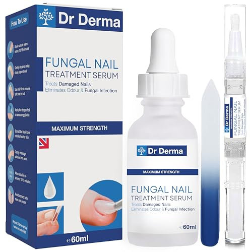 Dr Derma Fungal Nail Treatment For Toenails Extra Strong | 60ml | Athletes Foot Treatment, Nail Fungus Treatment For Toenail | Contains Tea Tree Oil | Comes With Free 3ml Travel Pen + Nail File