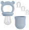Baby Fruchtsauger & 3 Schnuller - Blauer 100% Silikon Nahrungsschnuller mit Beißring, Fruchtschnuller für Obst, Gemüse & Babynahrung, BPA-frei | Broemba